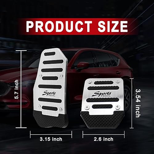 Miniatura 2 de 3 almohadillas antideslizantes para pedal de automóvil, cubierta de aluminio para pastillas de freno de transmisión manual automática, pedales de