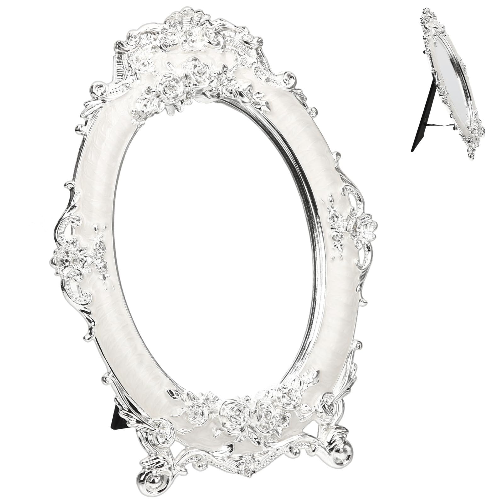 GOOHOCHY Antique European Desktop Mirror Decorative Makeup Mirror for Dresser Bedroom Home Decor Stable Base Stylish Tabletop Accessory