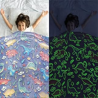 Dinosaur Blanket Gifts for Boys Girls, Dinosaur Baby Blanket Glow in The Dark for Kids, Super Soft Plush Blue Dinosaur Throw Blanket for Toddler Newborn,Dinosaur Birthday Chirstmas Present 50''x60''