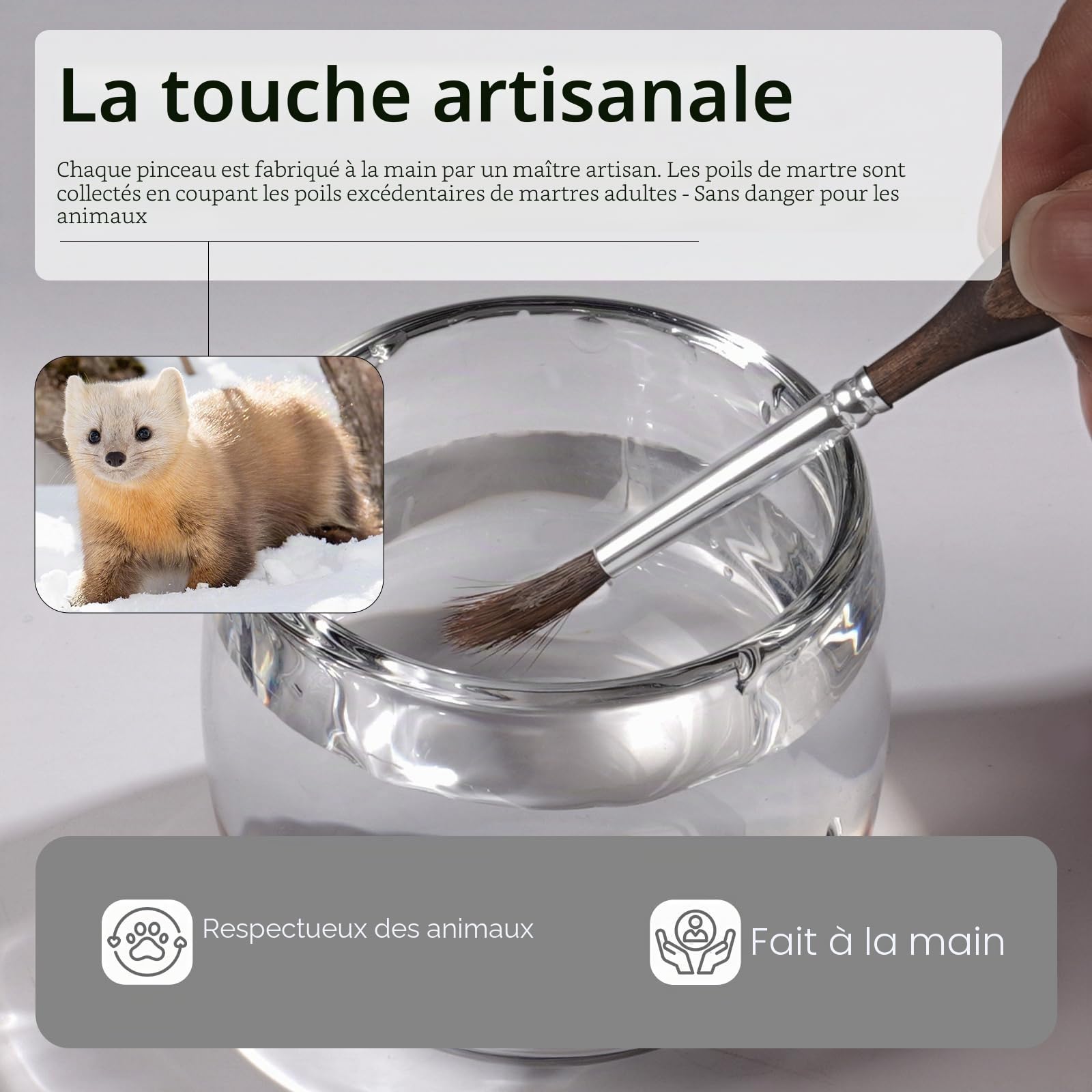 Nicpro 7 Pinceaux Miniatures Poils de Martre Kolinsky, Pinceaux Peinture Professionnels Pointe Ronde avec Étui Tissu pour Acrylique Figurines Modélisme