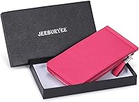 Vista 7 de Cartera de piel auténtica para mujer, con cremallera larga con cremallera RFID