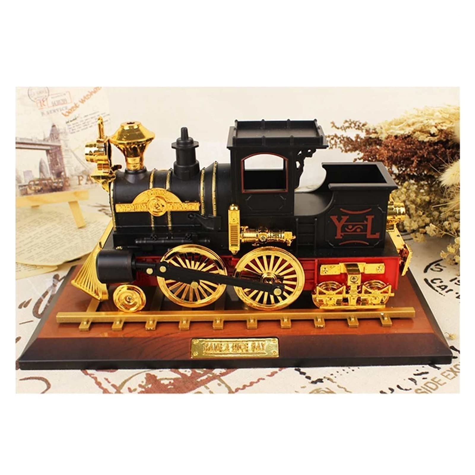 Scatola musicale Meccanismo di intaglio del treno dell'annata Decorazione della casa della decorazione della musica Box di musica della scatola di musica for il regalo di compleanno di Natale di San V