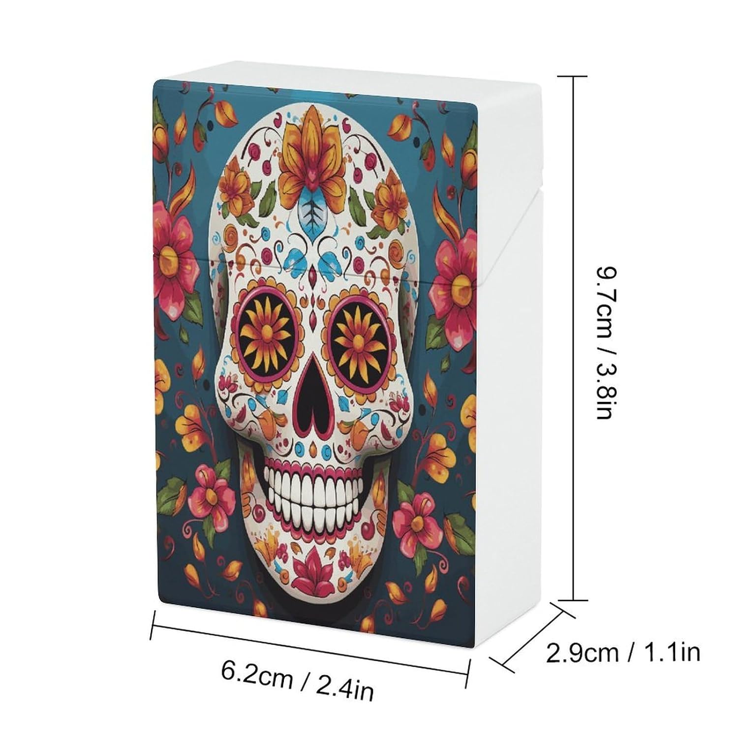 Colorful Sugar Skull Plastic Cigarette Case King Size for Men Women image 2