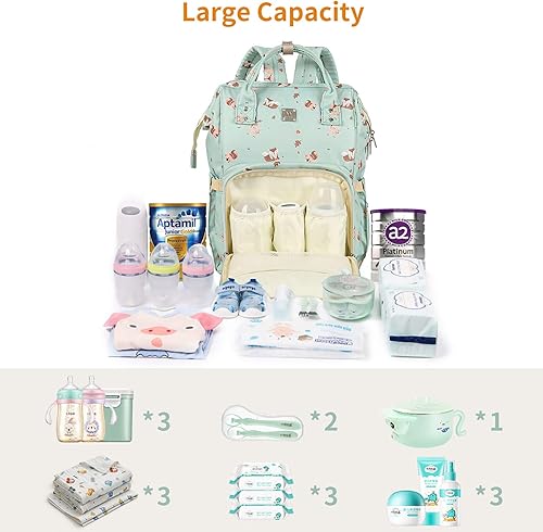 Miniatura 5 de Bolsas de pañales para mamá papá bolsa de cuidado del bebé bolsas de maternidad para niños y niñas talla L forro polar verde con licencia oficial de