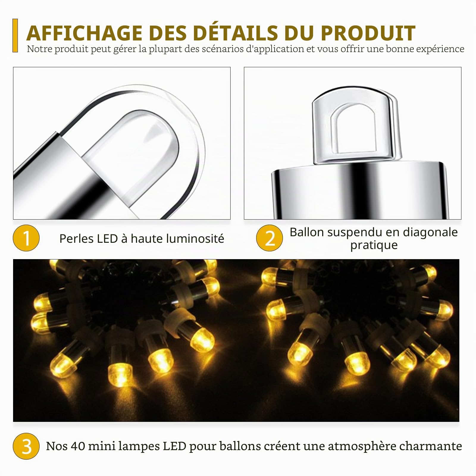 HOSPAOP Lot de 40 mini guirlandes lumineuses LED étanches pour lanternes en papier, lanternes en papier, mariage, fête, blanc chaud
