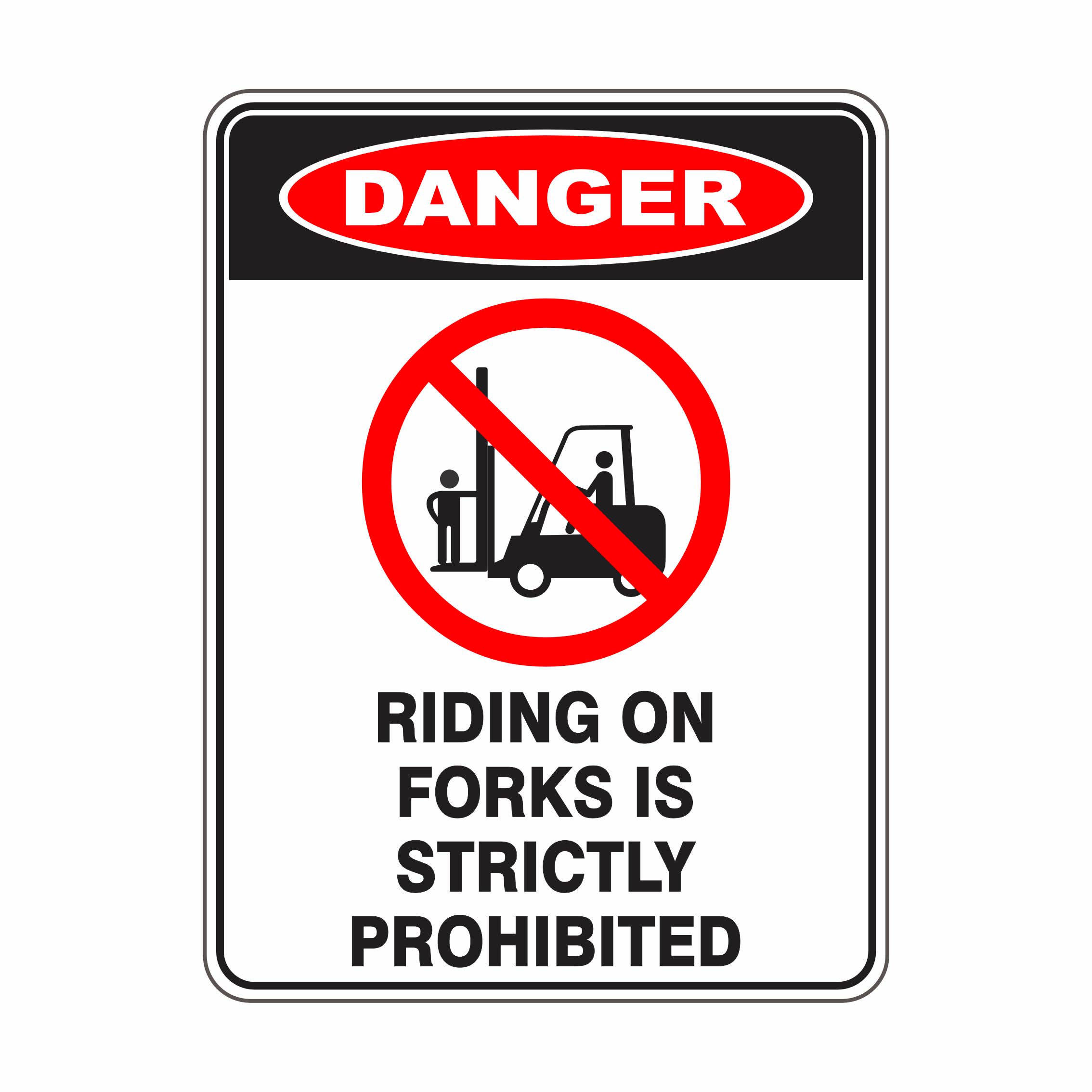Riding On Forks Is Strictly Prohibited Danger Signs Metal Tin Sign 8 x 12 inch for Industrial & Commercial