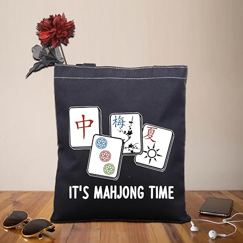 Vista 5 de BDPWSS Mahjong Tote Bag Mahjong Lover Gift Mahjong Fan Gift Mahjong Player Gift It's Mahjong Time Mahjong Game Gift