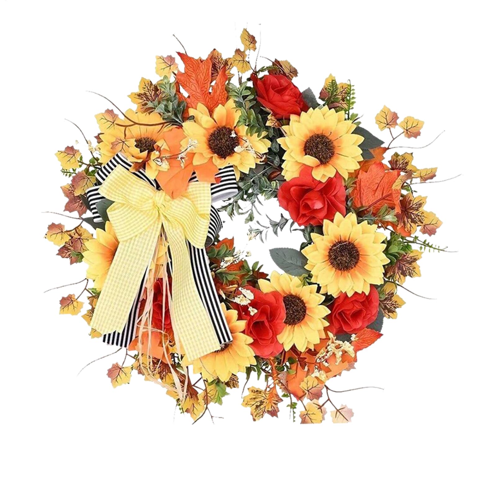 Porte d'automne ornée de tournesols pour une décoration murale durable