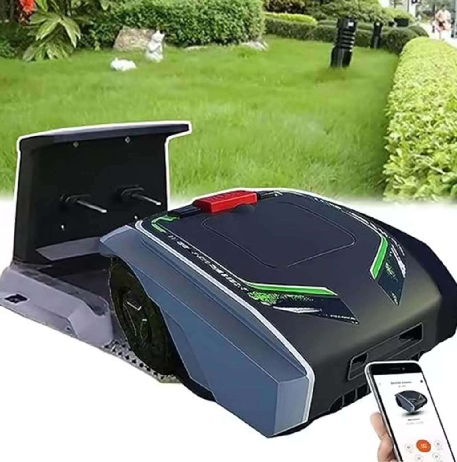 Cortacésped Robótico con Navegación Asistida por GPS - Corta hasta 1500 m² Corte Ultra Silencioso, Control de Aplicación Bluetooth, Planificación de Caminos, Carga Automática, para Césped/Jardín