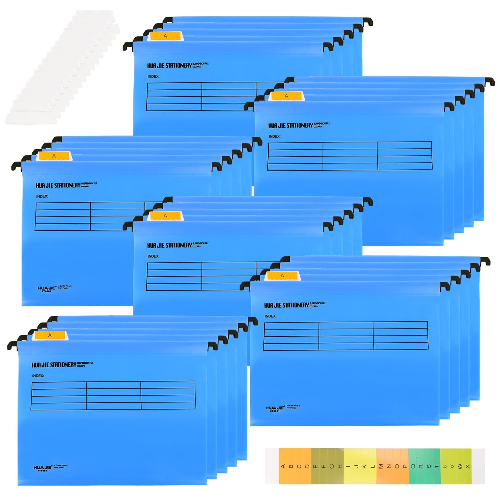 SHUESS 30 cartelline sospese, formato A4, blu con linguette e inserti per carte, per scuola, lavoro, ufficio, casa