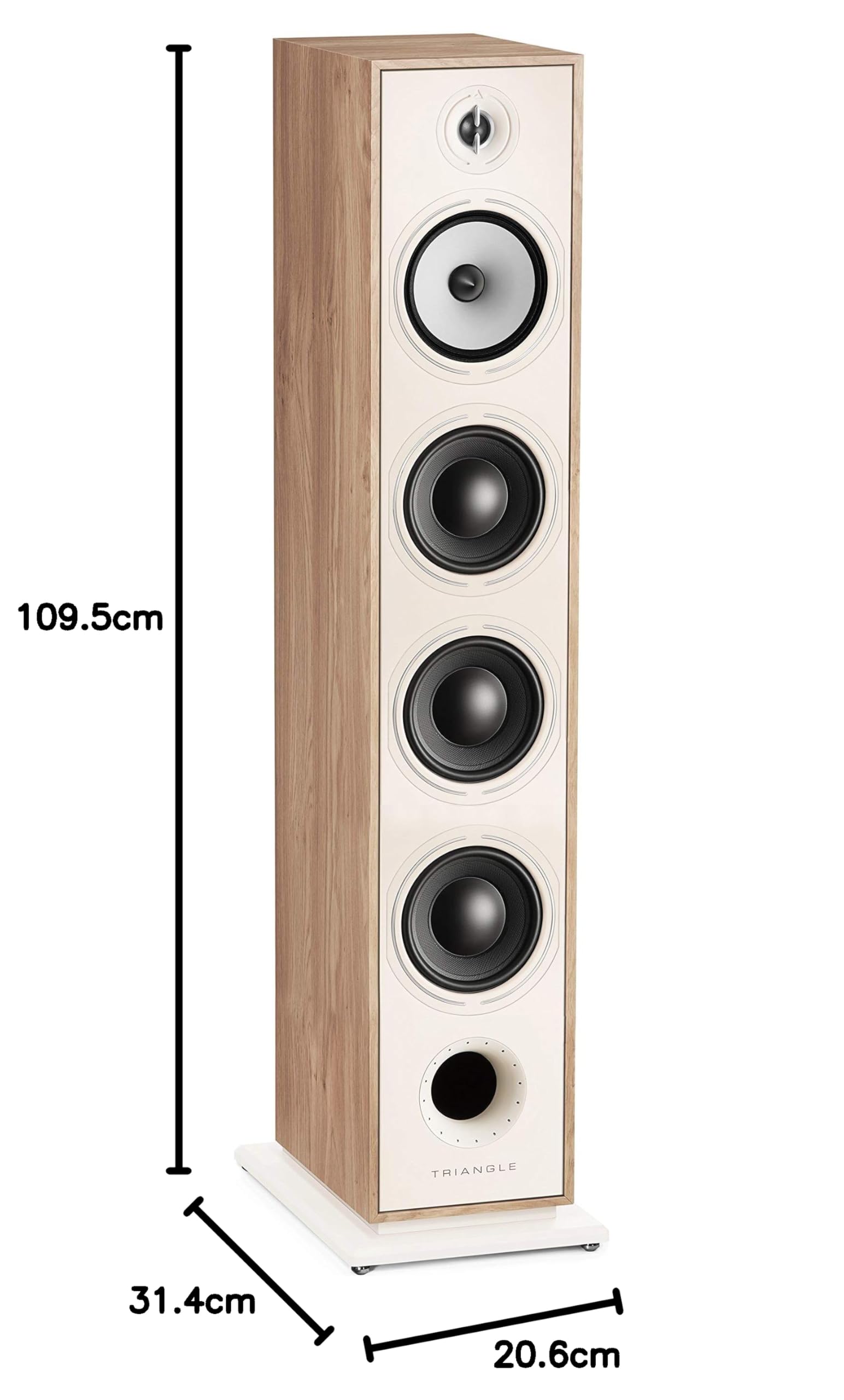 Triangle - Enceinte Colonne Hi-FI BOREA BR09 - Puissance Admissible 170W - Rendement 92 DB/W/m – Haut-parleurs 16 cm – Polyvalente Musique et Home-Cinéma - 206 x 1095 x 314 mm - Chêne Clair (Pièce)