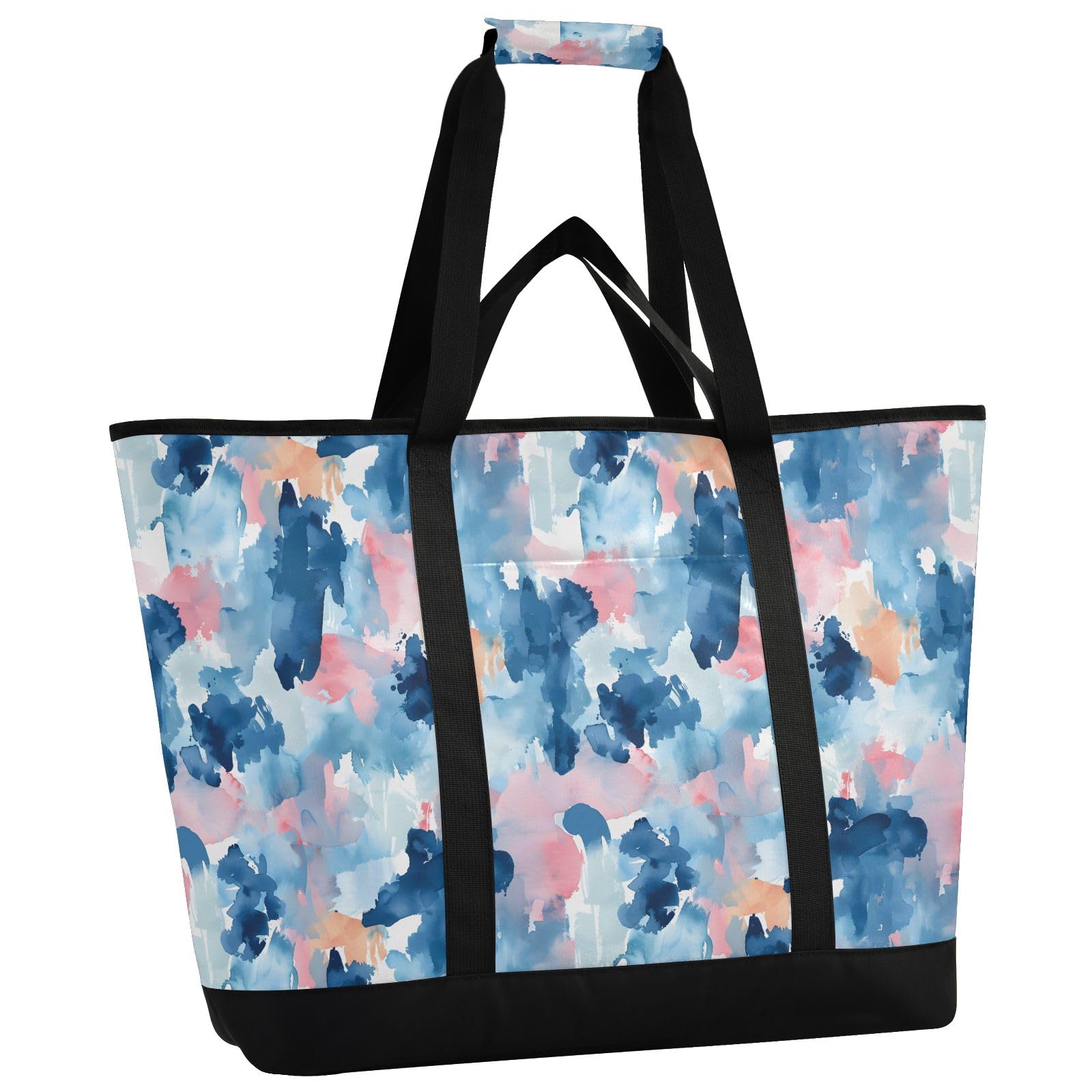 Borsa termica isolata con motivo acquerello scarabocchiare, borse per la spesa riutilizzabili con cerniera grande borsa termica portatile per viaggi o campeggio