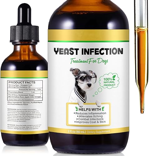Miniatura 8 de Paquete de 2 tratamientos de infección por levaduras para perros, gotas de apoyo natural para aliviar la picazón del perro, infecciones de oído