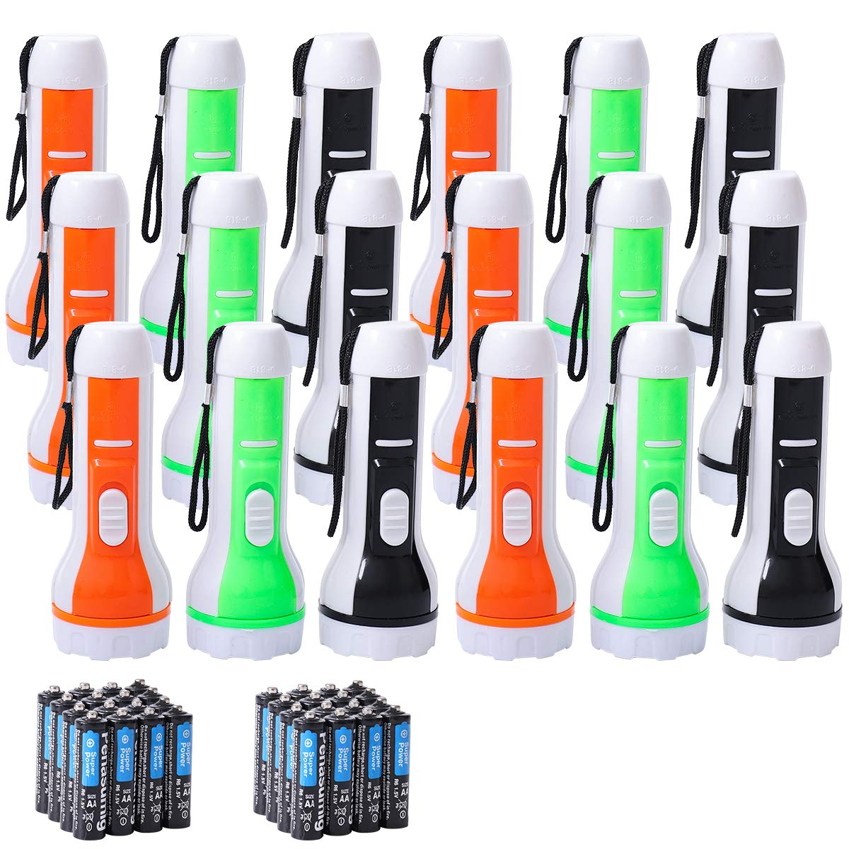 KunHe Small Mini Plastic Flashlights Pack of 18,Bulk Flashlights for