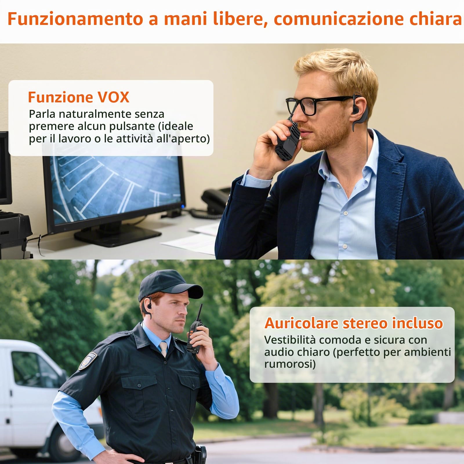 Proster Walkie Talkie Ricaricabili PMR446 Senza Licenza, Set da 3 Ricetrasmittenti Portatili a 16 Canali con VOX Mani Libere, Auricolari e Torcia LED per Lavoro, Softair, Outdoor e Famiglia