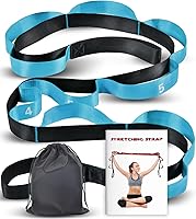 Acozycoo Stretching Strap with 10 Loops - Non-Elastic Yoga Strap for Physical Therapy, Pilates, Flexibility Training & Hamstring Stretches