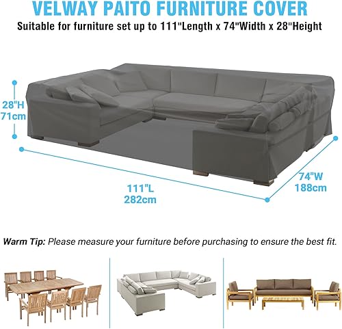 Miniatura 2 de Velway Juego de sillas de mesa de patio, impermeable, 111 pulgadas de largo x 74 pulgadas de ancho x 28 pulgadas de alto, juego de comedor de bistró