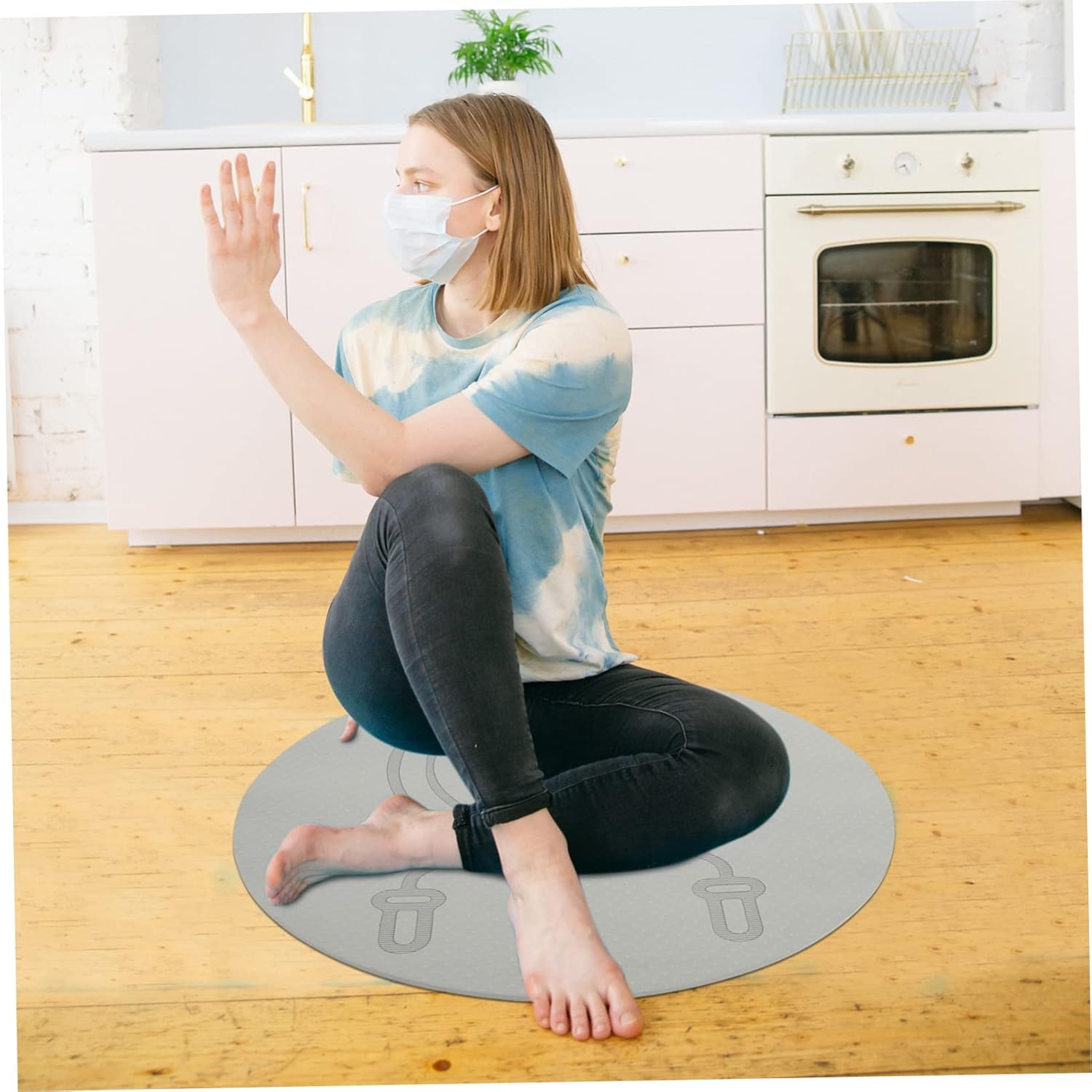 Non-Slip Jump Rope Mat Shockproof TPE Exercise Cushion for Indoor Fitness Extra Thick Yoga Mat for Adults and Boys and Girls for Home Workout