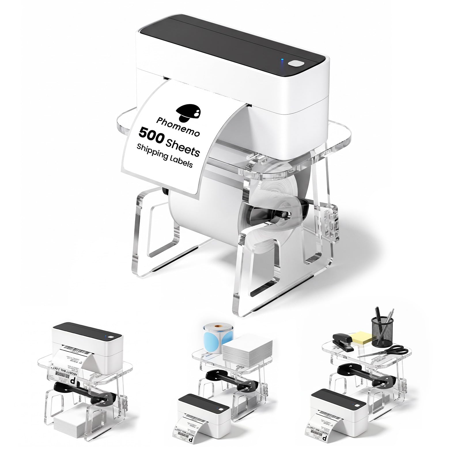 Phomemo 241BT Label Printer with Label Holder & Labels Set, Black & White