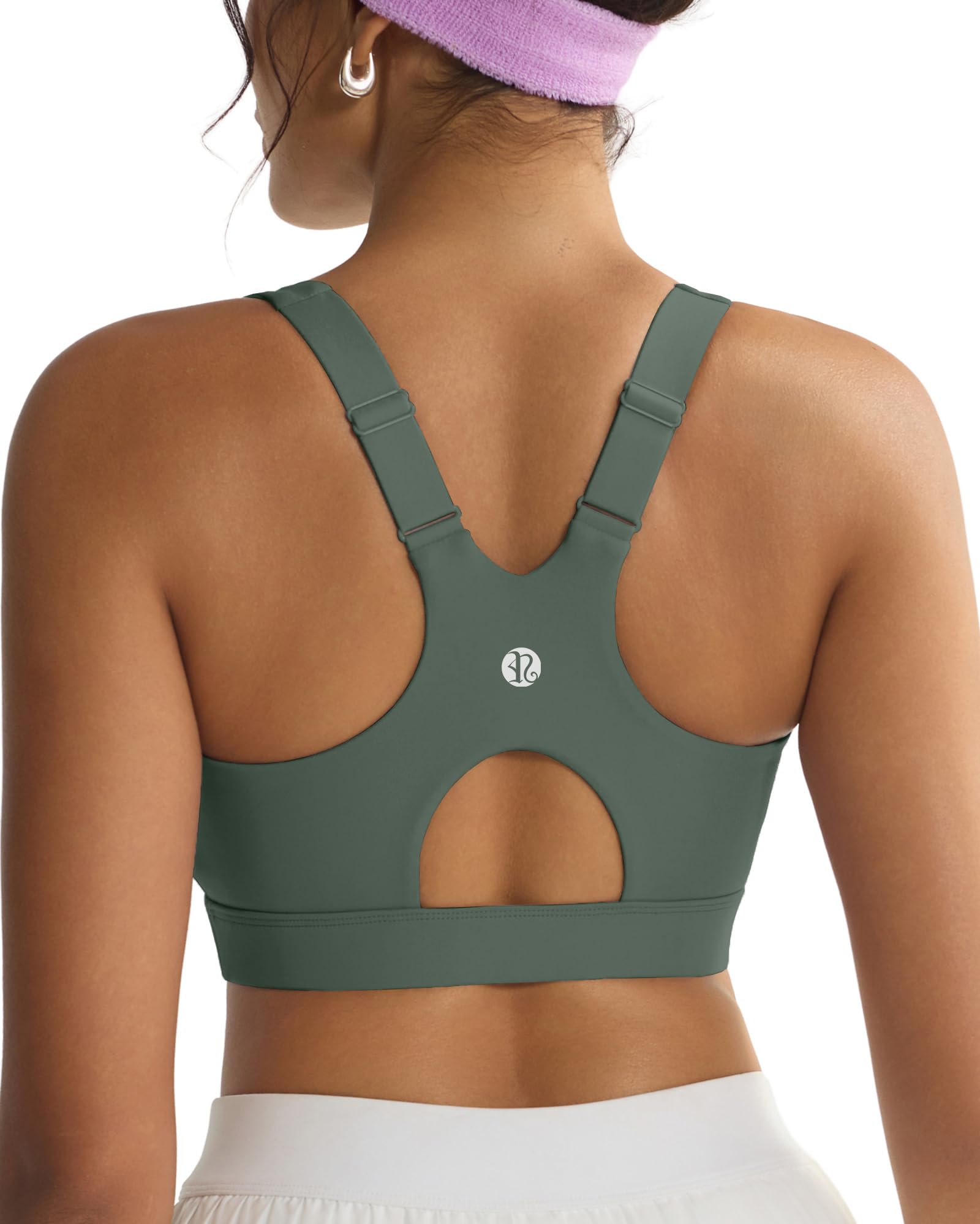 RUNNING GIRL Adjustable Straps High Impact Sports Bras with Sewn in Pads