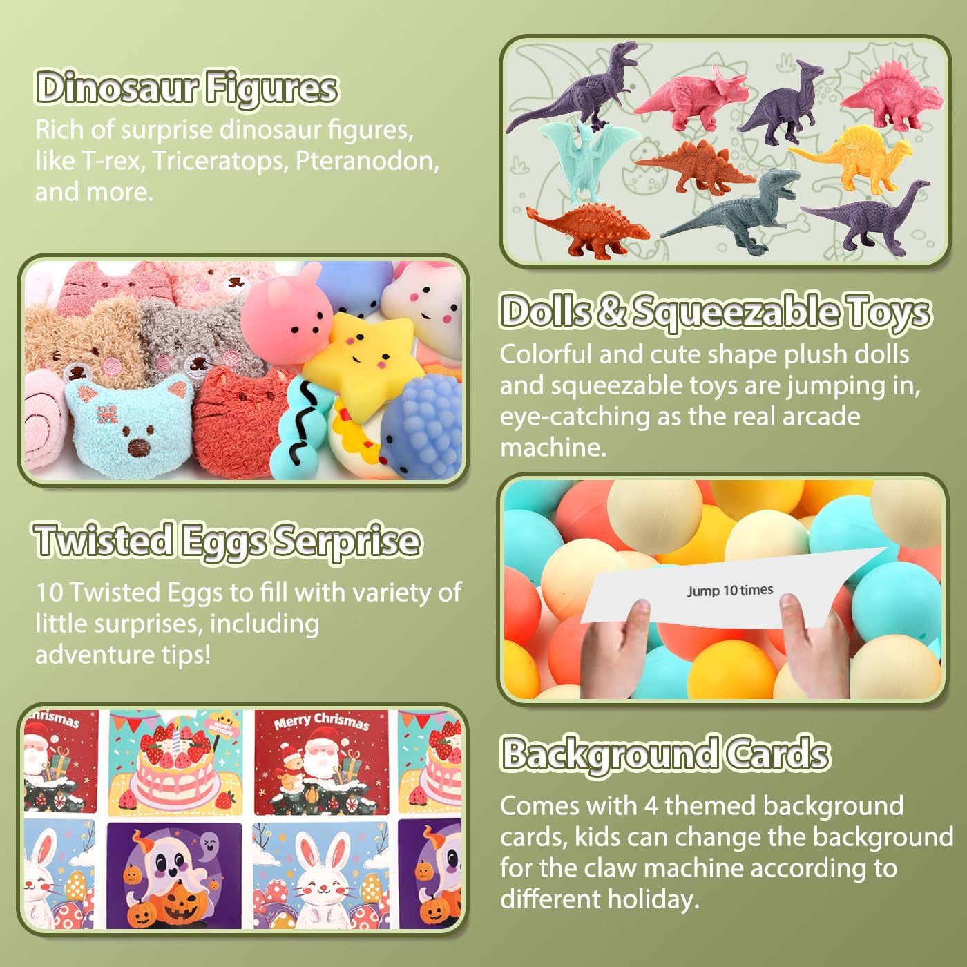Claw Machine for Kids, Dinosaur Toy Claw Machine Large, Mini Arcade Machine with Prizes Toys Refill Inside, Kids Vending Game Machine, Party Prize Candy Dispenser, Easter Gift for Girls Boys