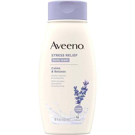 Aveeno Stress Relief Body Wash Calms & Relaxes with Lavender, chamomile & ylang ylang Lavender Scented 18 fl. Oz