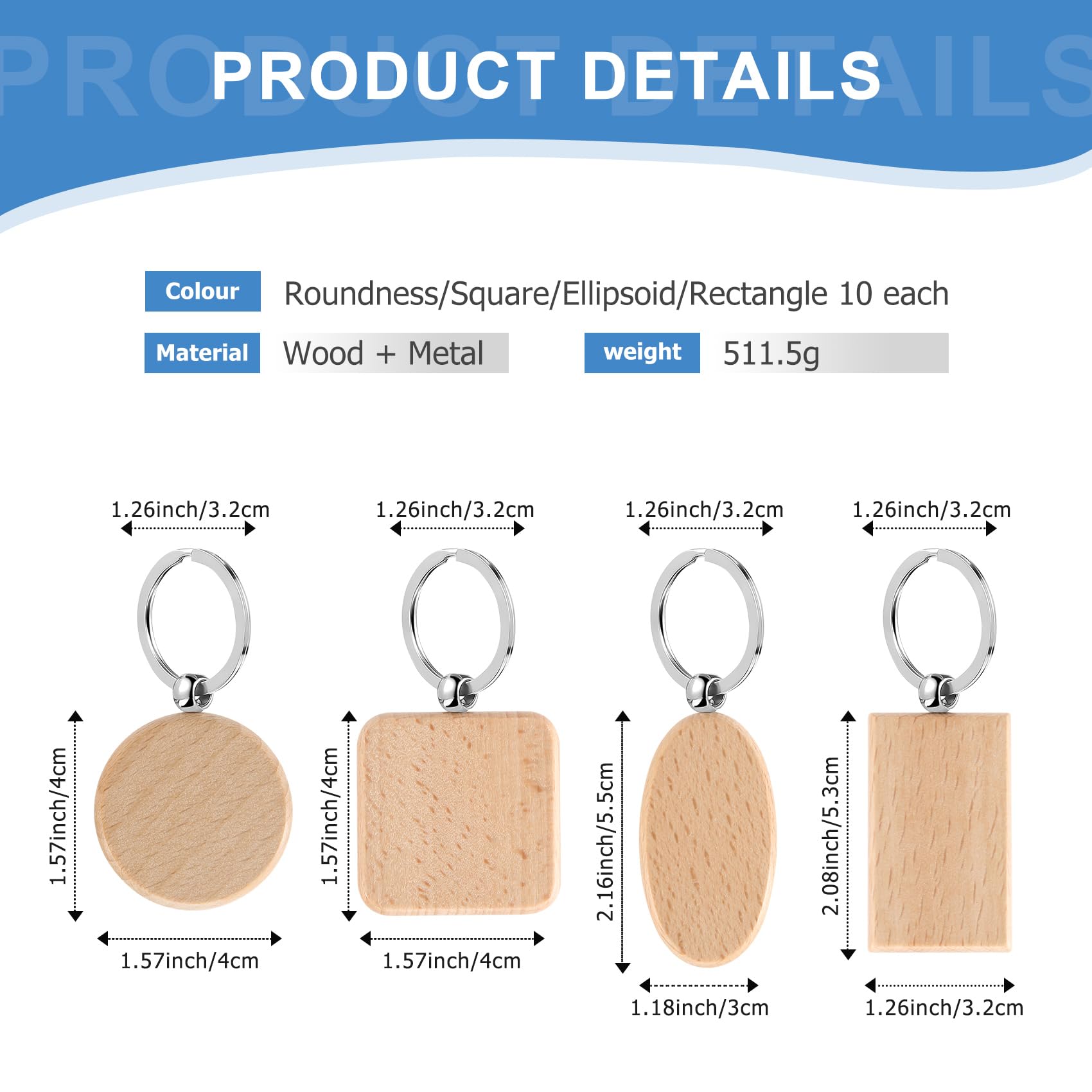 40 Pezzi nel ​​Legno forma nel ​​Legno, personalizzabili, personalizzato, Possono Incidere Regali fai da te adatto a uomini, donne e bambini