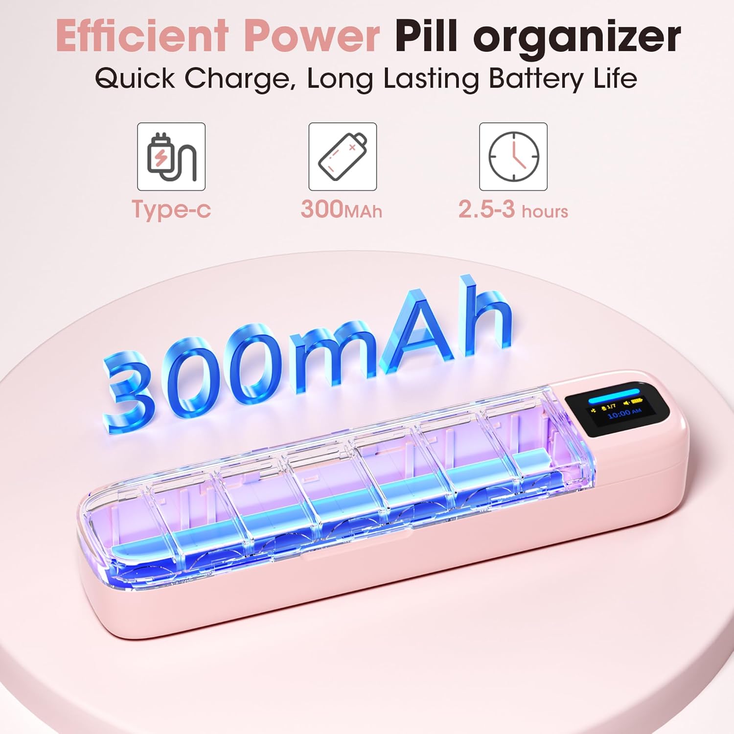 Daviky Automatic Pill Dispenser, Smart Pill Organizer with Alarm, Pill Box 7 Day with APP, Weekly Travel Pill Case, Portable Pill Reminder for Medicines, Supplements and Vitamins (Pink)