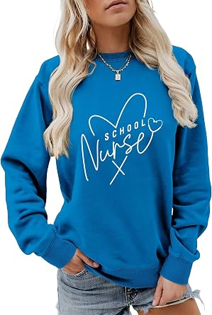School Nurse Sweatshirt Future Nurse Crewneck Pullover for Women School Nurse Appreciation Shirt Long Sleeve Top