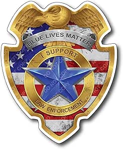 Amazon.com - Thin Blue Line Blue Lives Matter Badge USA Flag Police ...