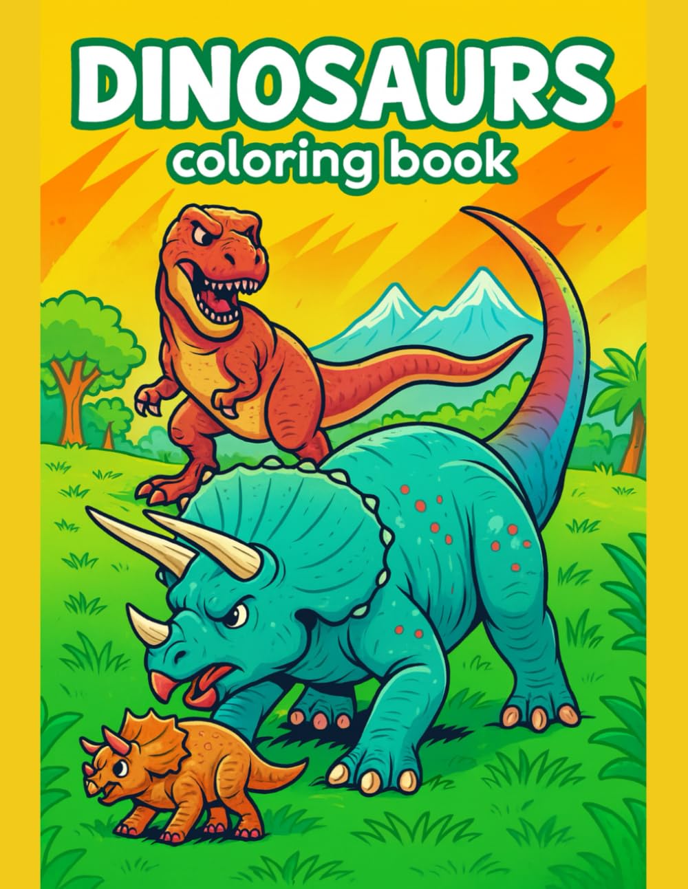 Dinosaur Coloring Book for Kids Ages 3-7 – 50 Fun & Educational Designs – 110 Single-Sided Pages: Prehistoric Adventure Activity Book for Toddlers & ... with T-Rex, Triceratops, Brachiosaurus & More