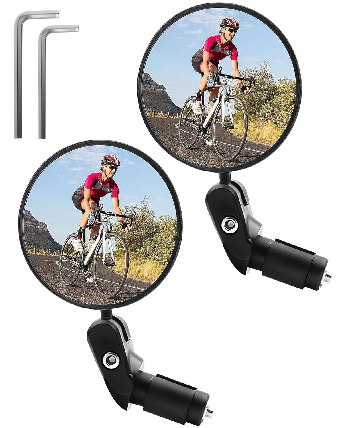 2 Pezzi Specchietto Retrovisore per Bicicletta,Specchio Convesso per Bici Ruotabile a 360°,Supporto Universale per Manubrio (17-22 mm),per Mountain Bike e Bici da Strada