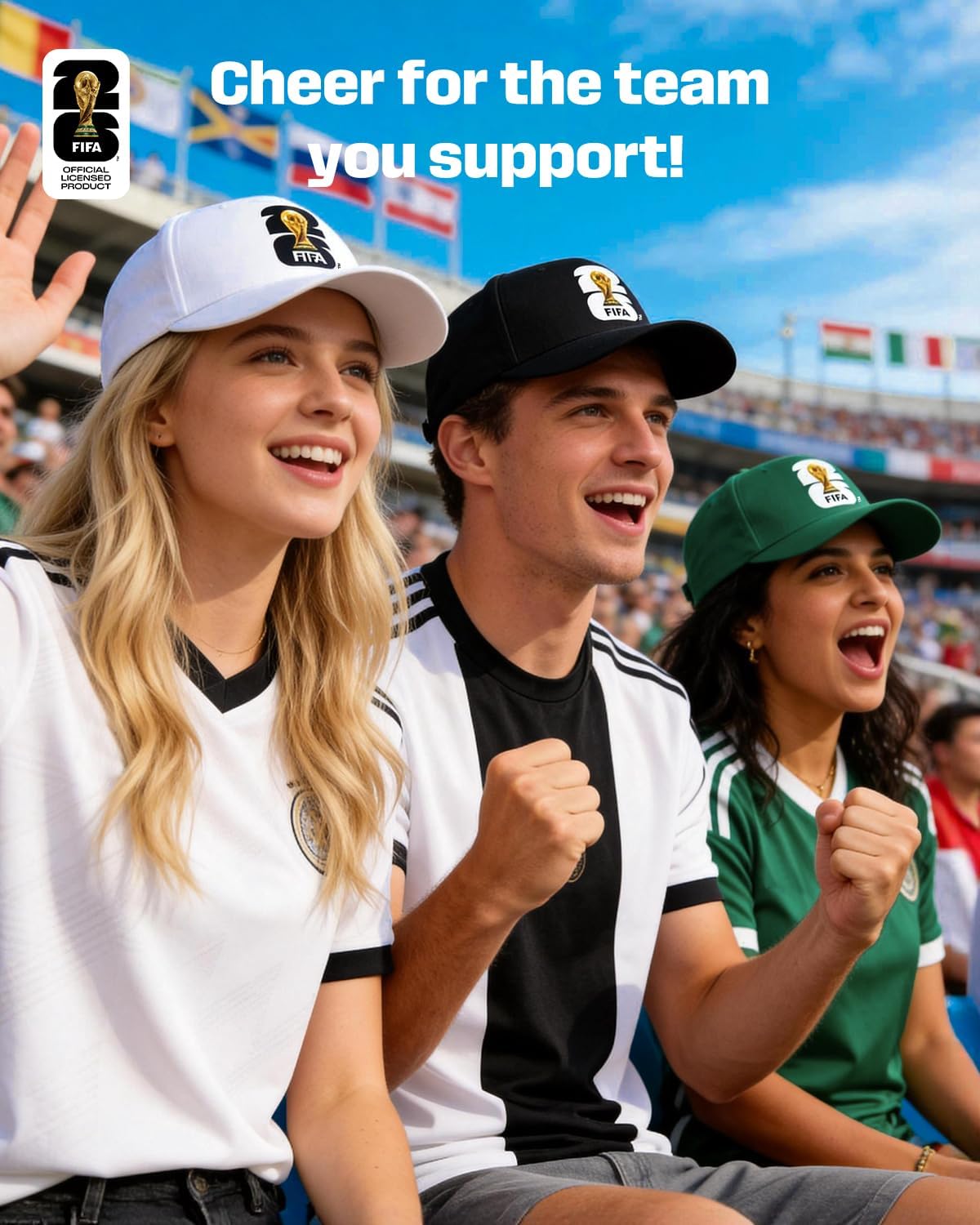 Official FIFA 2026 World Cup Merchandise Baseball Cap, Adjustable Cotton Soccer Cap for Men&Women, Breathable Comfortable Football Fan Hat for Outdoor Sports, Travel, Match Day & Everyday Wear(Black)
