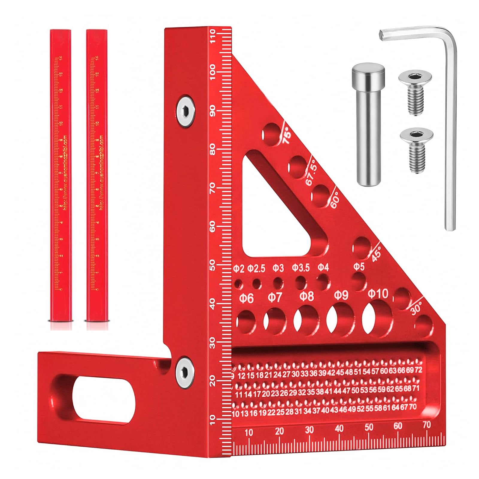 TPTGIAR Woodworking Right Angle Triangle Ruler, 22.5-90° Multi Angle Measurement Tool, High Precision Speed Square