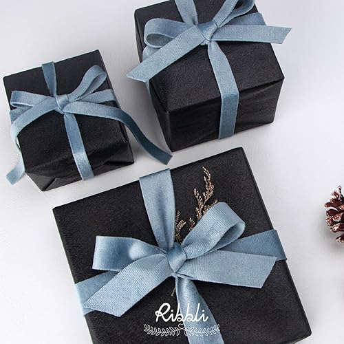 Miniatura 93 de Ribbli Cinta de terciopelo verde polvoriento, doble cara, carrete de 1 pulgada, cinta verde de 10 yardas, uso para adornos de árbol de Navidad