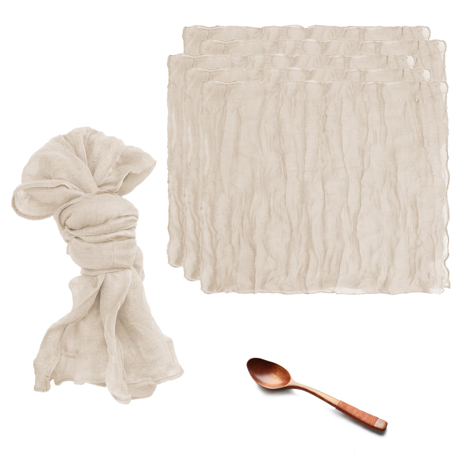 6 Pcs Fabric Napkins Cheesecloth Napkins Table Cloth Napkins Cloth Napkins 45 x 55 cm Napkins for Dinner Versatile Handmade Napkins for Breakfast Dinner Wedding and Parties (beige)