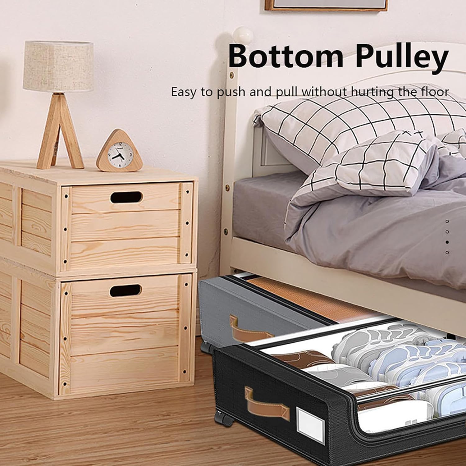 Under Bed Storage with Wheels 2 Pack Storage Containers Under Bed Drawers Rolling Under Bed Storage for Clothes, Shoes, Blankets,Gray