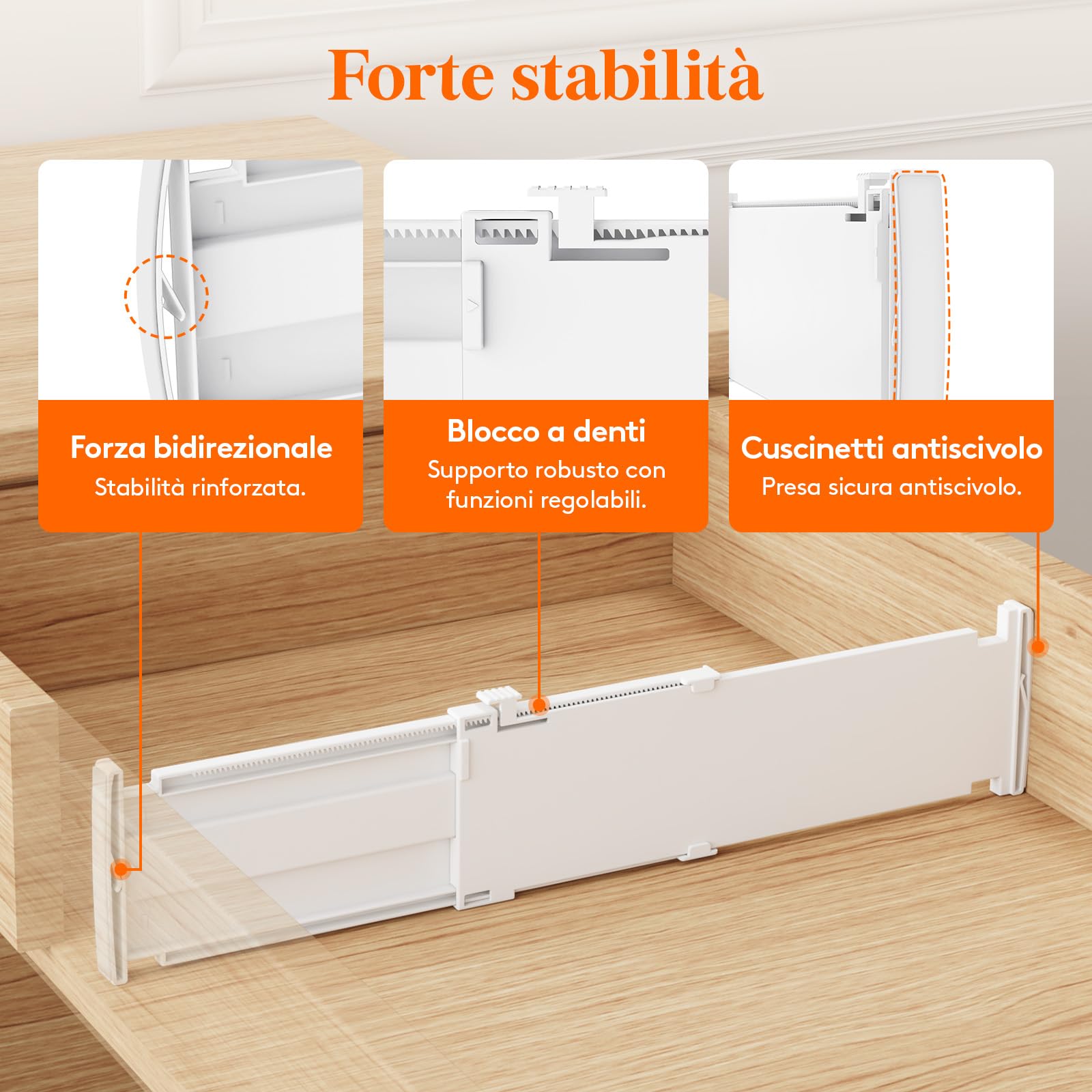 Lifewit Separatori per Cassetti Salvaspazio, Divisori per Armadio Interno Regolabili, Organizer per Cassetti, Accessori per Bagno/Cucina/Ufficio, 12 Pezzi, Lunghezza 35 – 55 cm, Altezza 10,5 cm