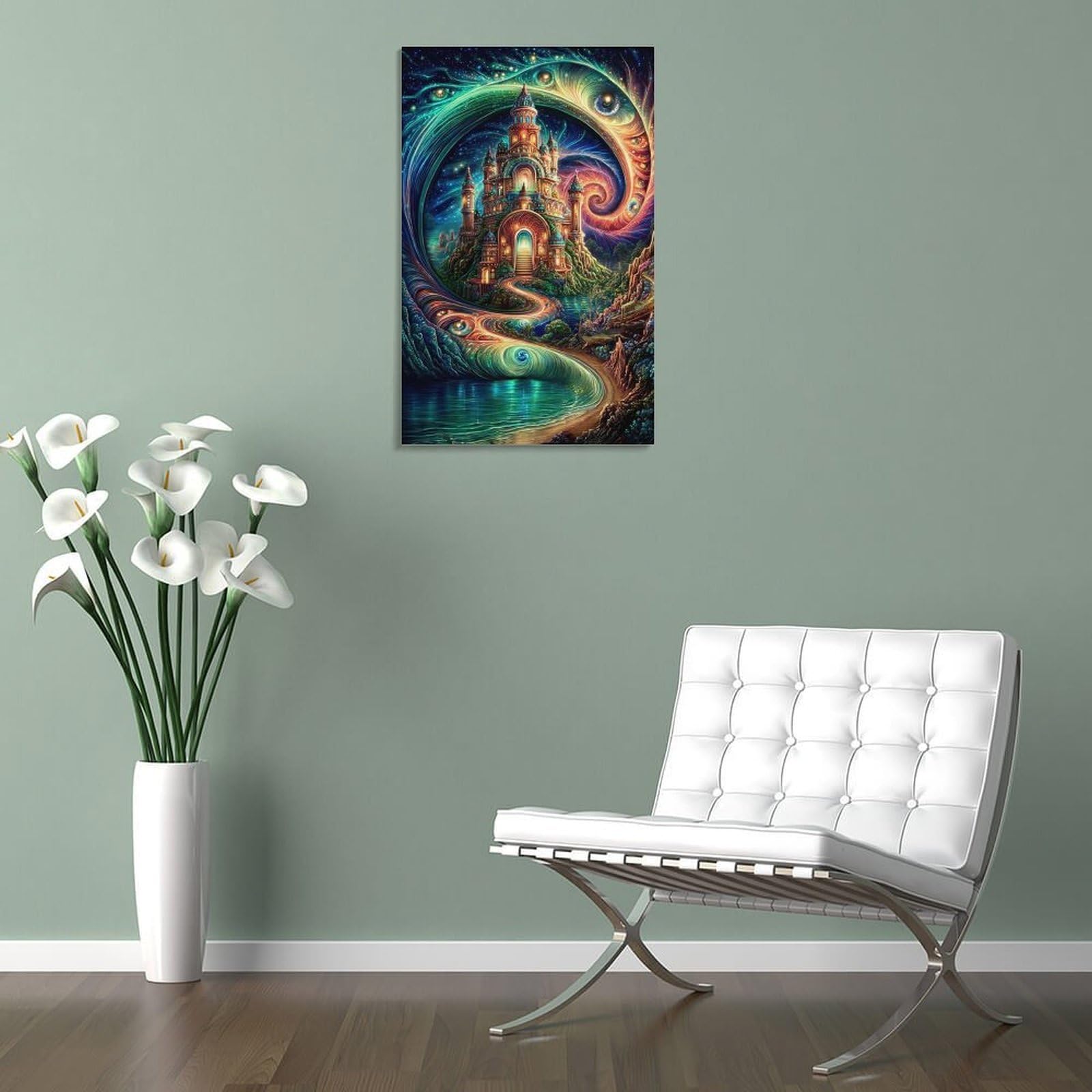 DHBANEIOK Fantasy Burg Portal Wandbild Leinwand Gemälde Wand-Dekorationen Poster Kunstdruck Für Schlafzimmer Wohnzimmer Dekor 24x36inch(60x90cm)