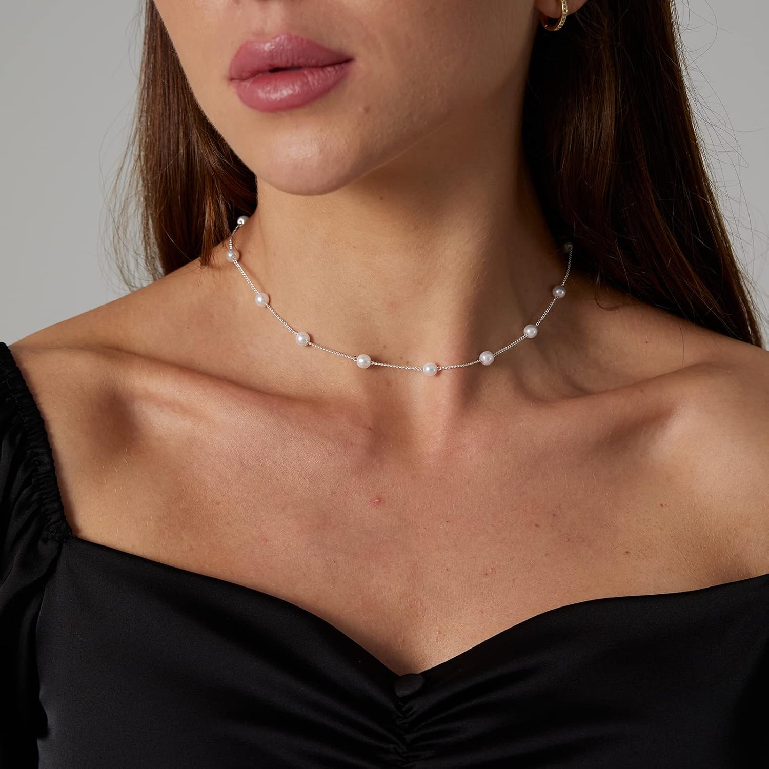 VIROMY Dainty Pearl Choker Necklace for Women 14K Gold Plated Pearl Necklaces Simple Trendy Everyday Jewelry - Image 3