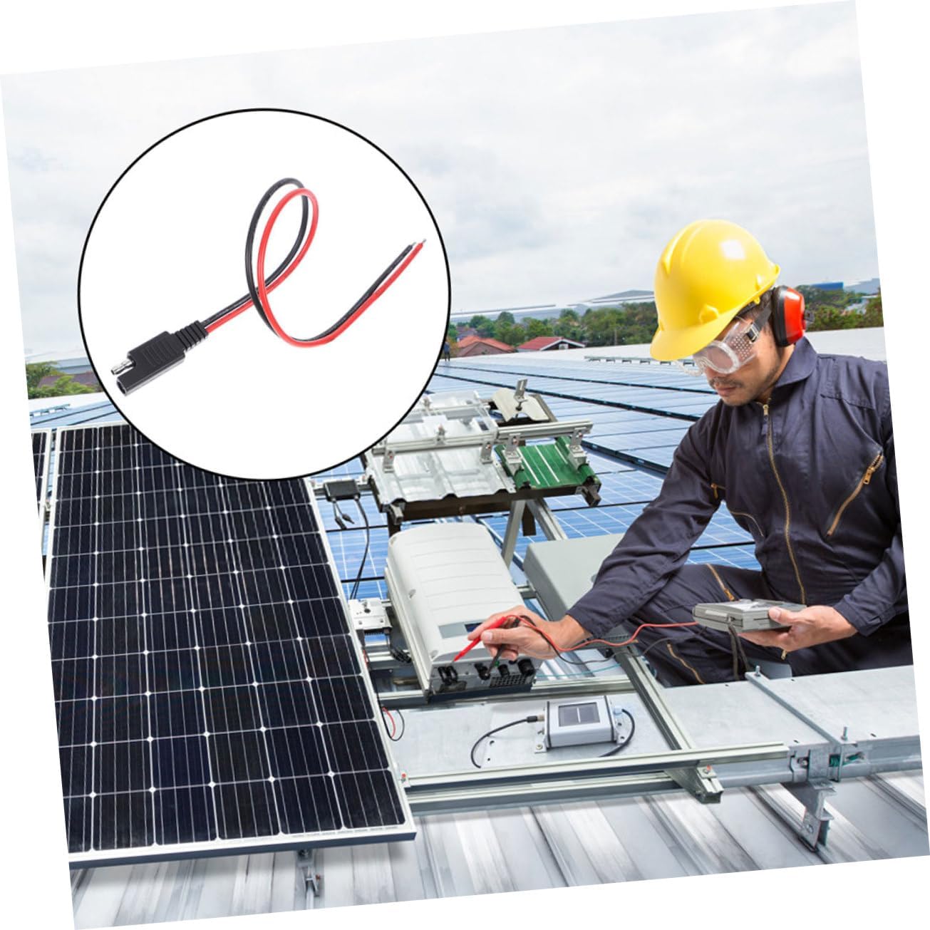 Cabilock 4Pcs SAE to Terminal Quick Connector for Automotive Battery Extension Durable Solar Panel Connectors for Reliable Power Connection and Secure Splicing