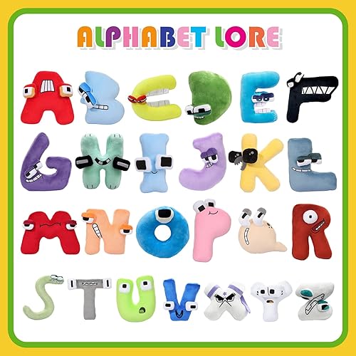 Vista 3 de Juguetes de peluche del alfabeto Lore de la A a la Z, letras del alfabeto, muñeca de peluche adecuada para regalar a fanáticos y niños (alfabeto M)