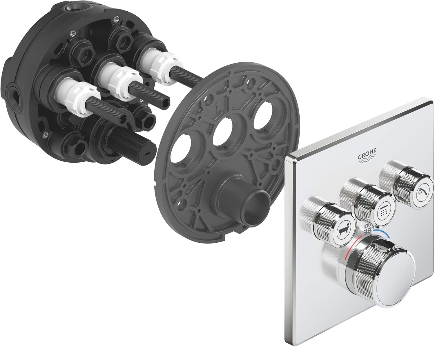 Up To 60% OFF GROHE 29142000 Grohtherm Smart Thermostatic Trim With Control Module, Starlight Chrome One-Day Sale: Up to 70% Off GROHE 29142000 Grohtherm Smart Thermostatic Trim With Control Module, Starlight Chrome