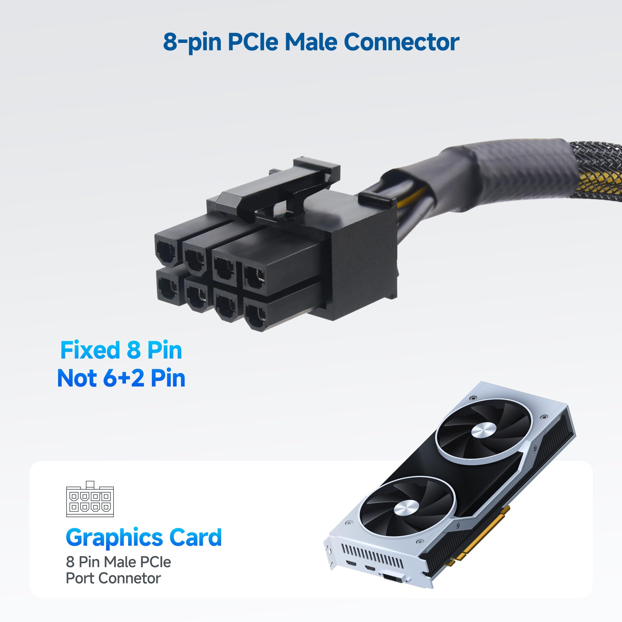 Cable Matters 2-Pack, Cavo di Estensione PCIe a 8 Pin, da Maschio a Femmina, 25 cm, per Alimentazione GPU