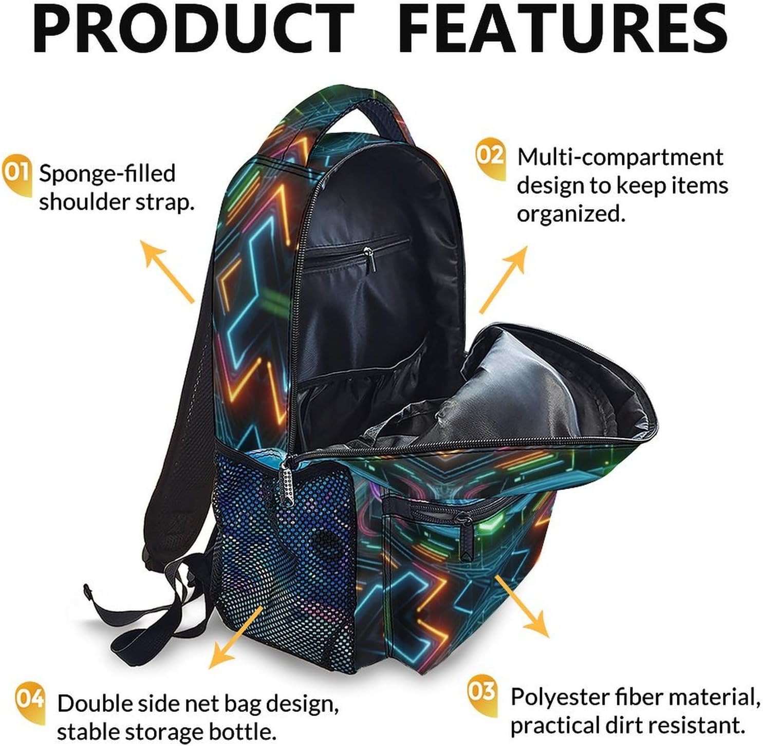 Kids Backpacks for Boys, Game Bookbag with Pockets for Preschool Elementary Middle School, 17 Inches Back to School Gifts for Children 8-12, Lightweight Backpacks for Gamer Lovers - Image 5