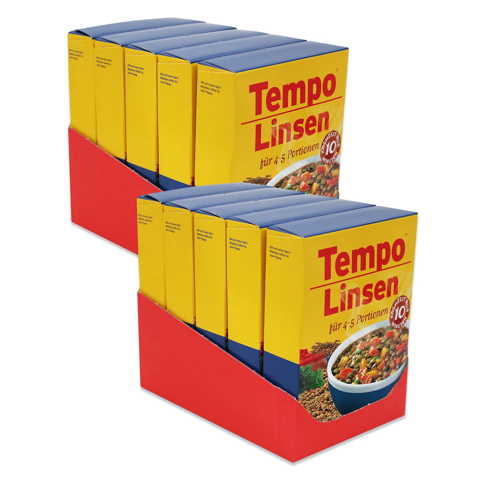10er SparpackTempo Linsen, (10 x 225 g) für je 4-5 Portionen, schnell und einfach zuzubereiten Linsengericht Linseneintopf