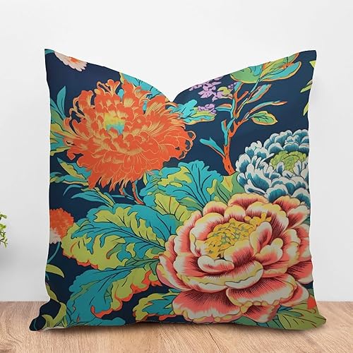 Vista 45 de ArogGeld Chinoiserie - Fundas de cojín asiáticas con diseño de flores blancas y verdes, funda de almohada Chinoiserie Floral con hojas verdes