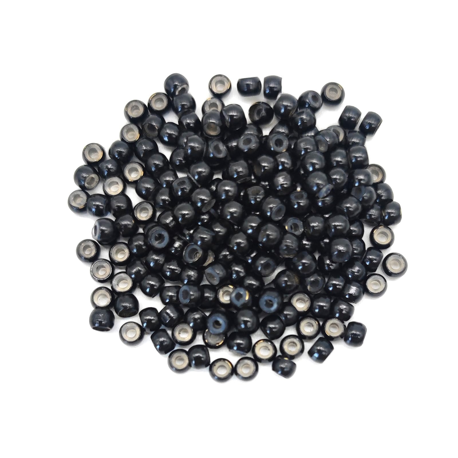 Mebamce 200pcs Silicone Lined Nano Rings Beads Links for Nano Tip Hair Extensions Nano Beads 3.0mm(OD) 1.0mm(ID) 2.0mm(L) 5 Color Optional - Black