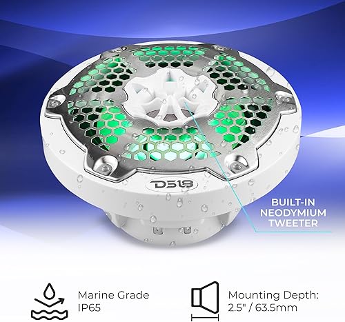 Miniatura 4 de DS18 Hydro CF-10M - Par de altavoces coaxiales de fibra de carbono de alta gama, altavoces marinos de 2 vías con luces RGB integradas, 900 W, 100%