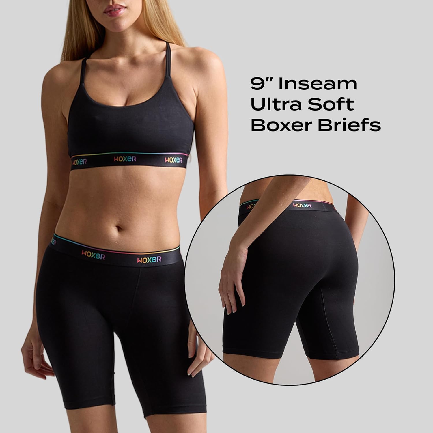 Woxer Womens Boxers - Biker 9" Boy Shorts Underwear for Women, Modal Boxer Briefs, Chafe Free, Womens Underwear - Image 2